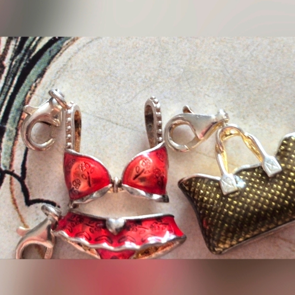 Thomas Sabo 925 Sterling Silver Red Bikini And Goldish Yellow Purse